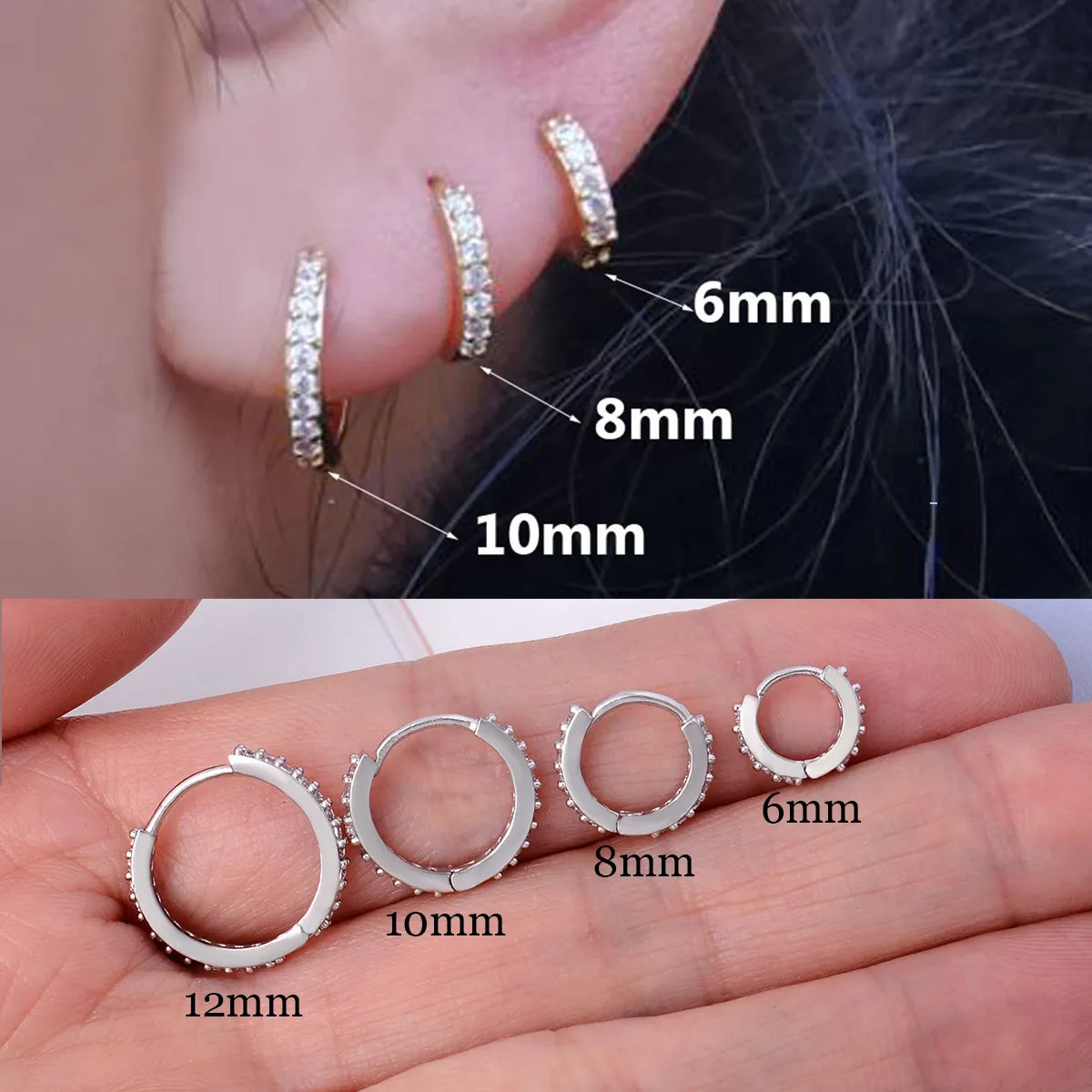 Crystal Zircon Hoop Earrings for Women