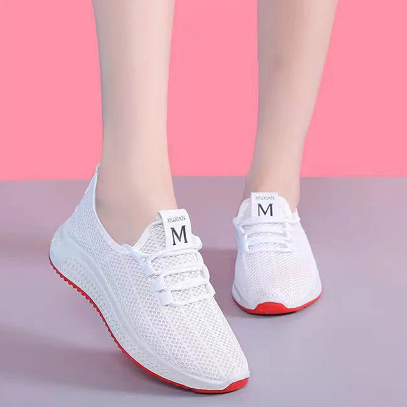 Flats Running Tennis Female White Sneakers Ladies Shoes For Women 2023 Summer Soft Sole Fashion Breathable Mesh Casual Walking